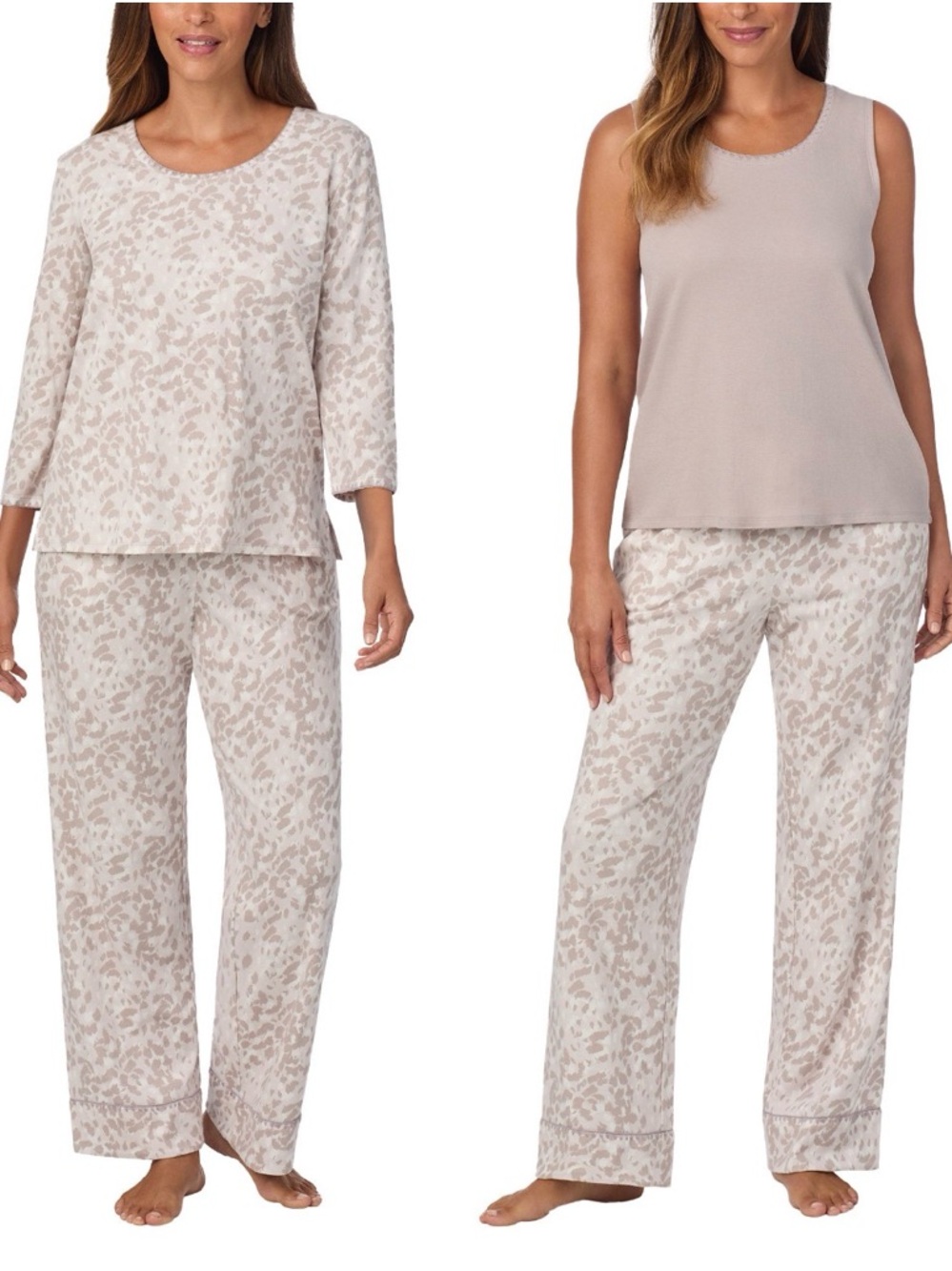 Women’s Two-Piece Sleep Set in Light Taupe Animal Print